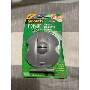 Scotch Pop-Up Refillable Desk grip  Tape Dispenser 75 Pre-cut Tape Strips Grey